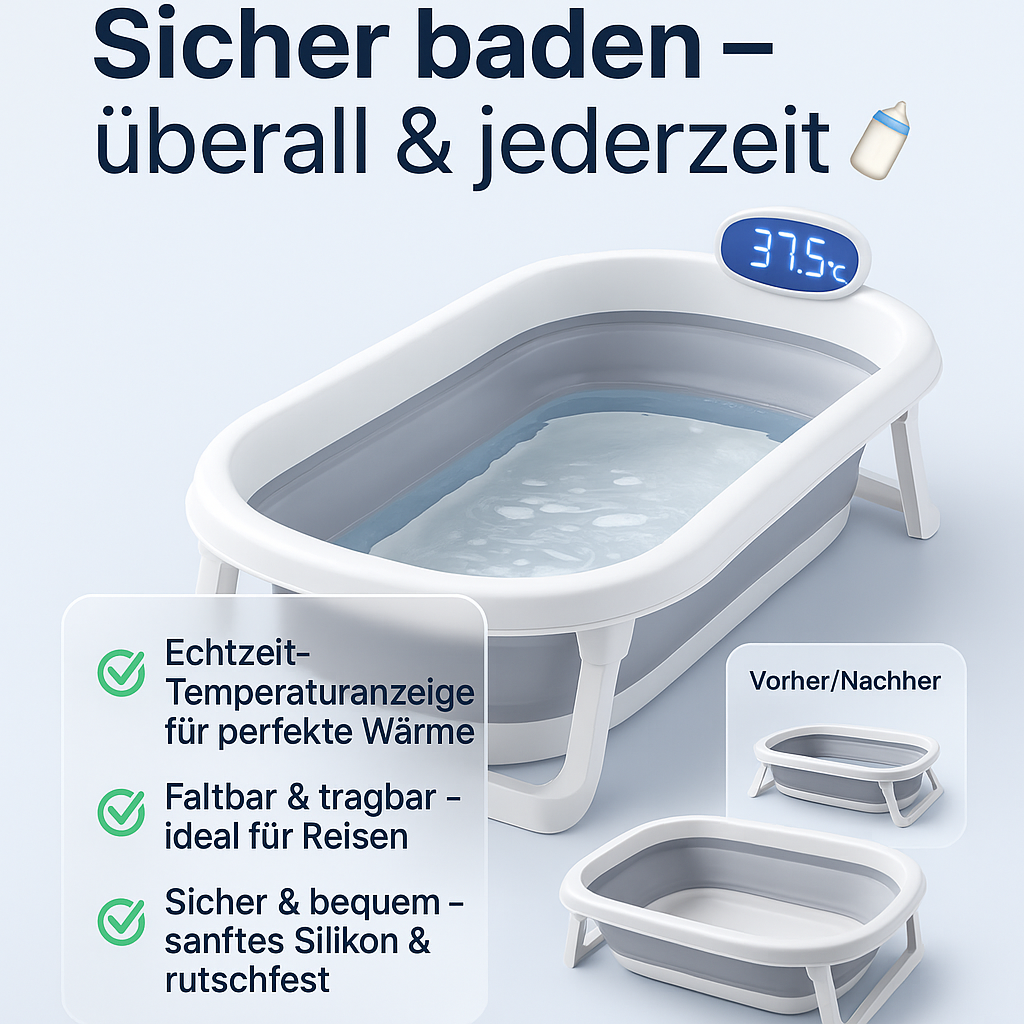 Echtzeit-Temperatur-Silikon-Baby-Badewanne zum Mitnehmen
